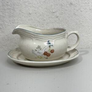 International China Marmalade Goose & Cherry Pattern Gravy Boat & Underplate VTG